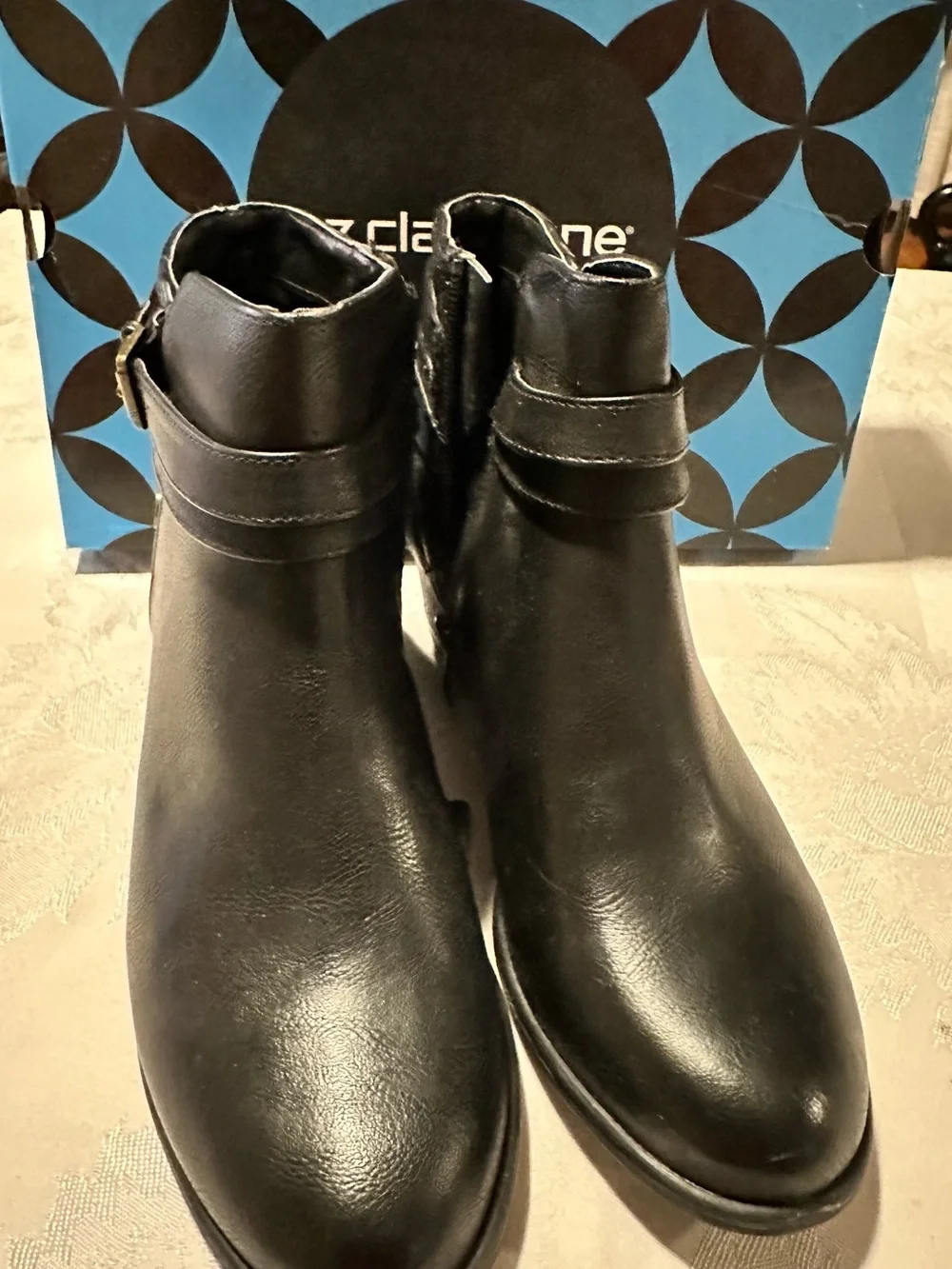 Liz Claiborne Black Quilted Buckle Ankle Boots